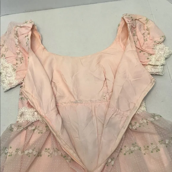 VINTAGE WOMENS REGENCY SWISS DOT LONG MAXI DRESS WITH PUFF SLEEVES SMALL - Picture 13 of 17